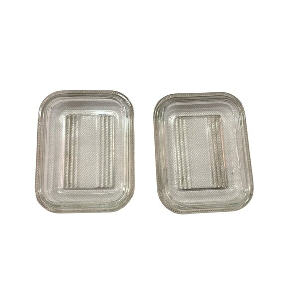 Vintage Pyrex Refrigerator Dishes Red Used Small Square Set of 2 Some Wear - Picture 5 of 16